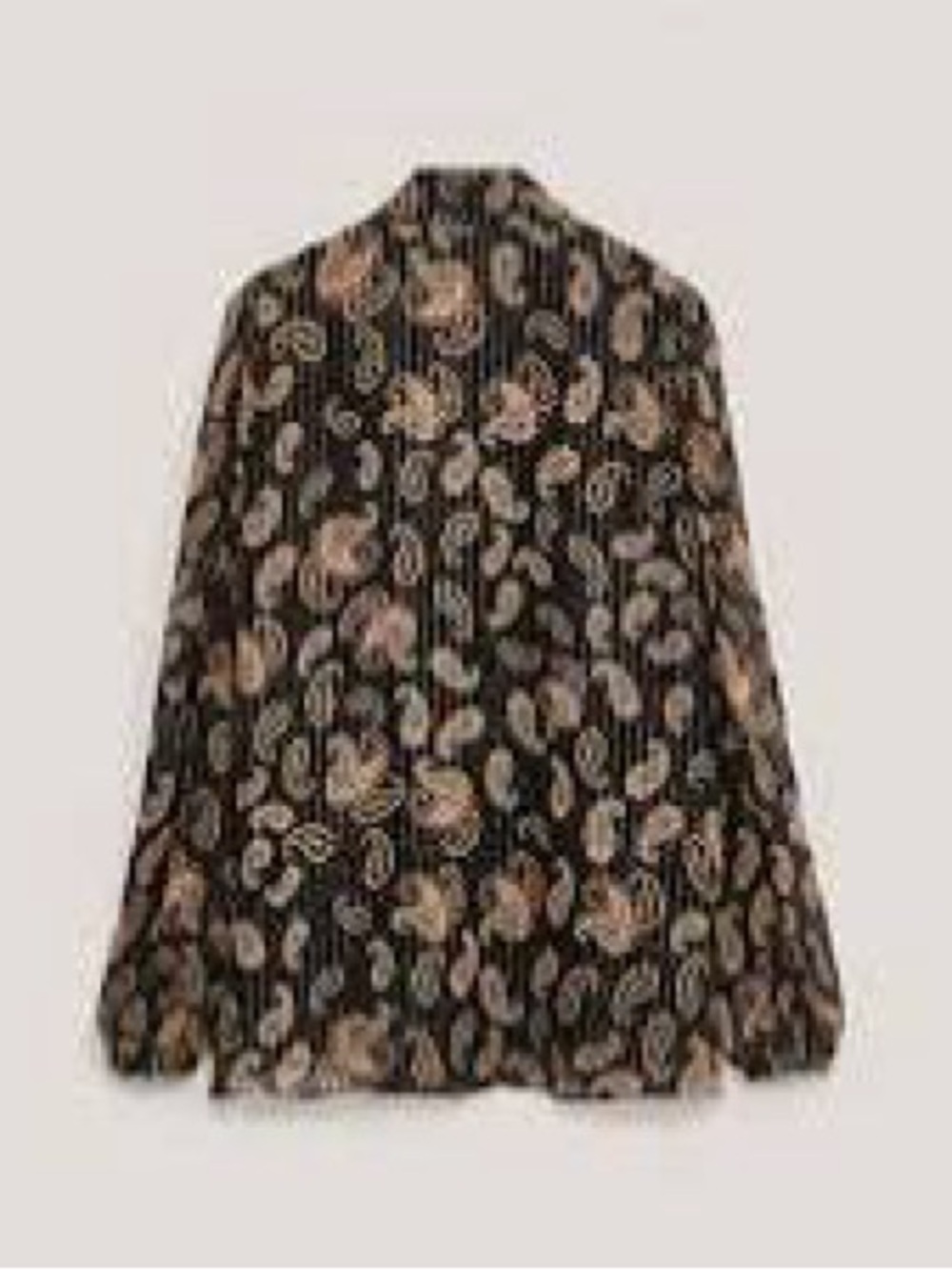 Massimo Dutti Black Paisley Blouse with Metallic Pinstripes Long Sleeves Sz 8 - Picture 9 of 10